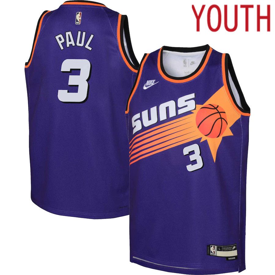 Youth Phoenix Suns #3 Chris Paul Nike Purple Classic Edition 2022-23 Swingman NBA Jersey->->Youth Jersey
